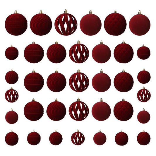🎅Christmas Sale🎅 36 PCS Velvet Christmas Balls, Flocked Christmas Tree Ball Ornaments, Plastic Balls Xmas Decorative Hanging Ornaments Christmas Tree Decoration