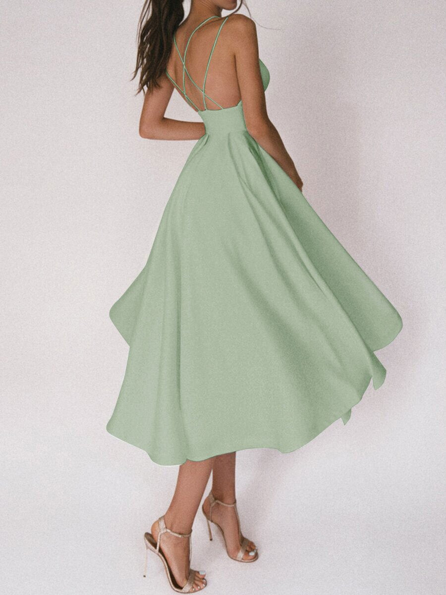 50% OFF!  Elegant Strappy V-Neck Dress
