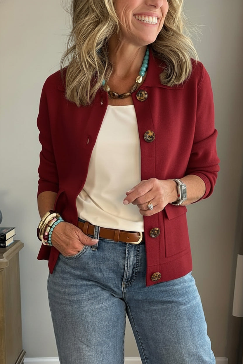 🥳Flash Sale: 50% Off 🔥Women's Solid Color Lapel Single-Breasted Short Jacket