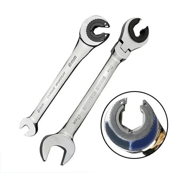 🔥Last Day 50% OFF🔥Open Tubing Ratchet Wrench (Fixed Head-Flexible Head 2 IN 1)