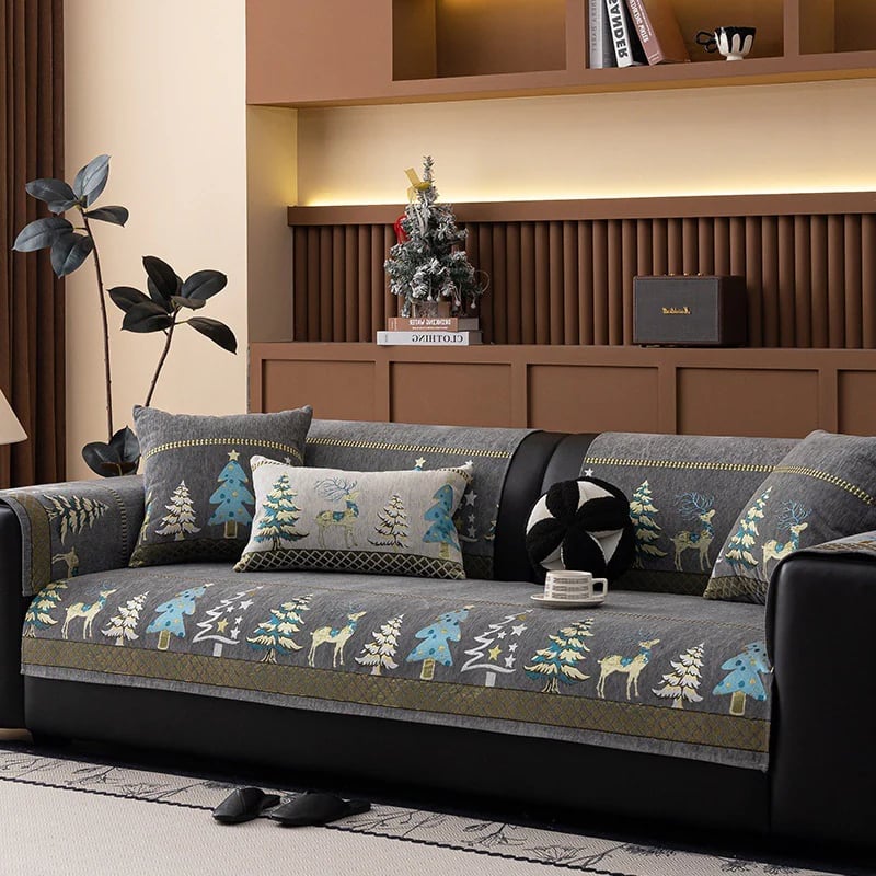 ⏰Plush Chenille Anti-Slip Couch Cover