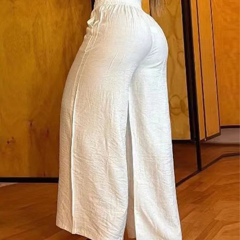 50% off Women's Solid-Color High-Waisted Wide-Leg Pants
