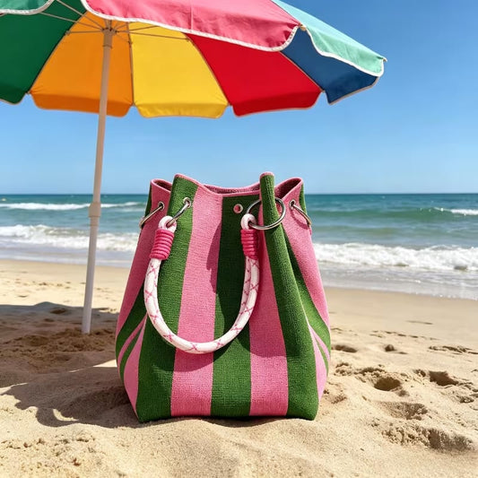 🌴 Boho Crochet Bucket Bag for Women – Handmade Woven Summer Beach Shoulder Bag