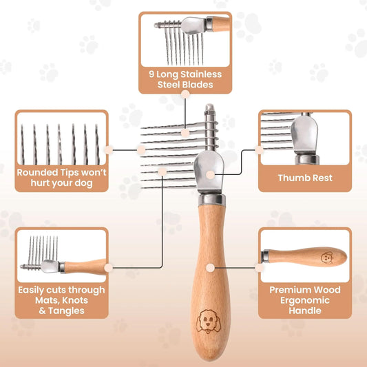 🌹Dog Dematting Brush & Undercoat Rake – Say Goodbye to Tangles, Hello to Smooth Fur! ✨