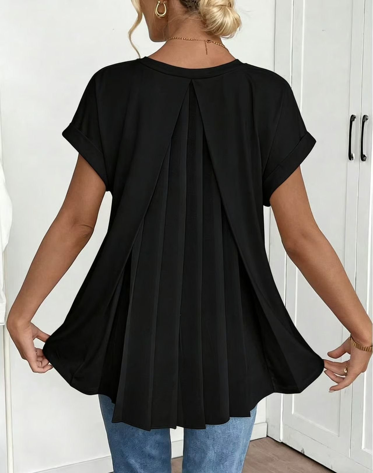 🔥Short-Sleeved Solid Color Patchwork T-Shirt
