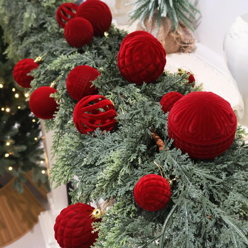 🎅Christmas Sale🎅 36 PCS Velvet Christmas Balls, Flocked Christmas Tree Ball Ornaments, Plastic Balls Xmas Decorative Hanging Ornaments Christmas Tree Decoration