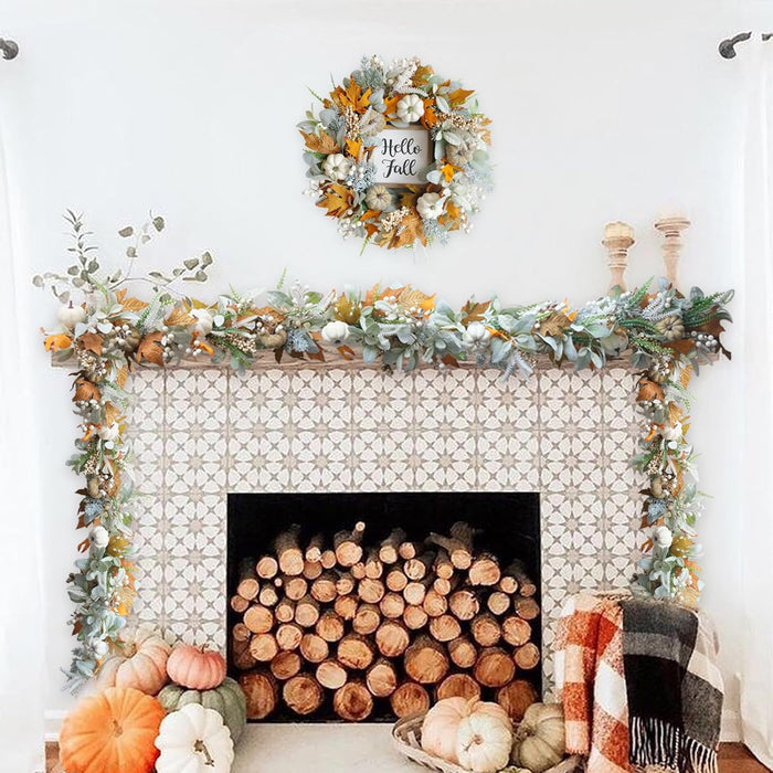 🔥🍁Fall Wreath with Pumpkin Maple Leaves