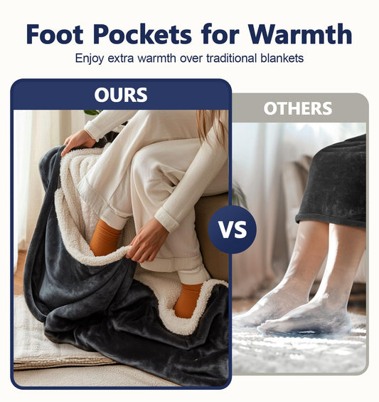 🔥Christmas Early Discount 49% Off✨Electric Wearable Heated Blanket with Foot Pocket🧣
