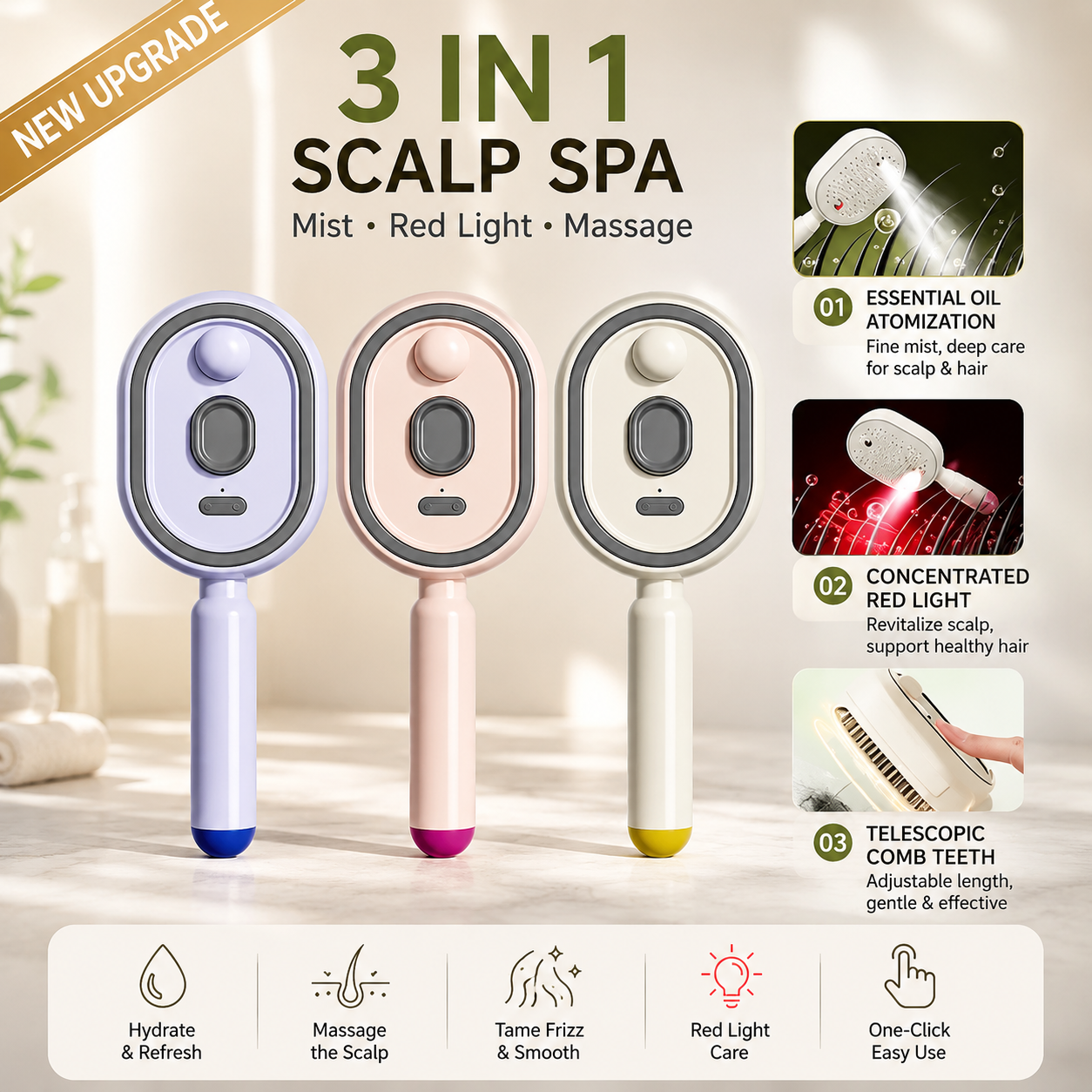 💆♀️3-in-1 Electric Spray Massage Air-Cushion Comb