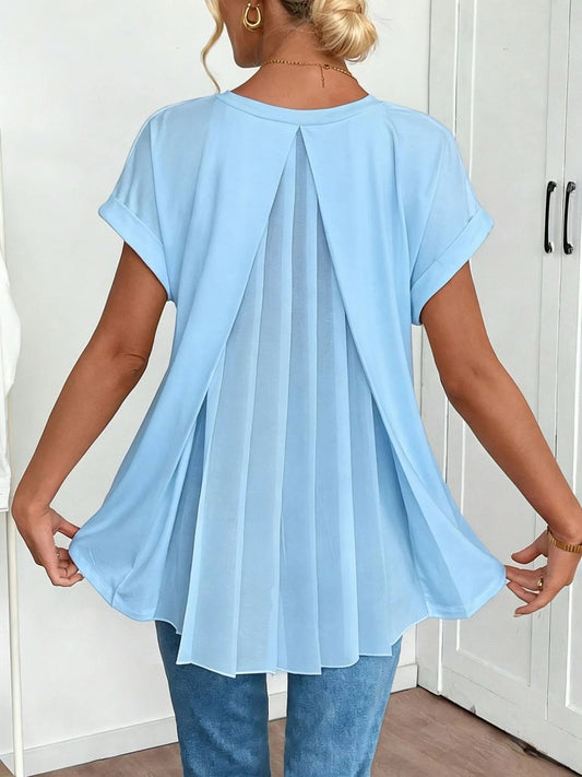 🔥Short-Sleeved Solid Color Patchwork T-Shirt