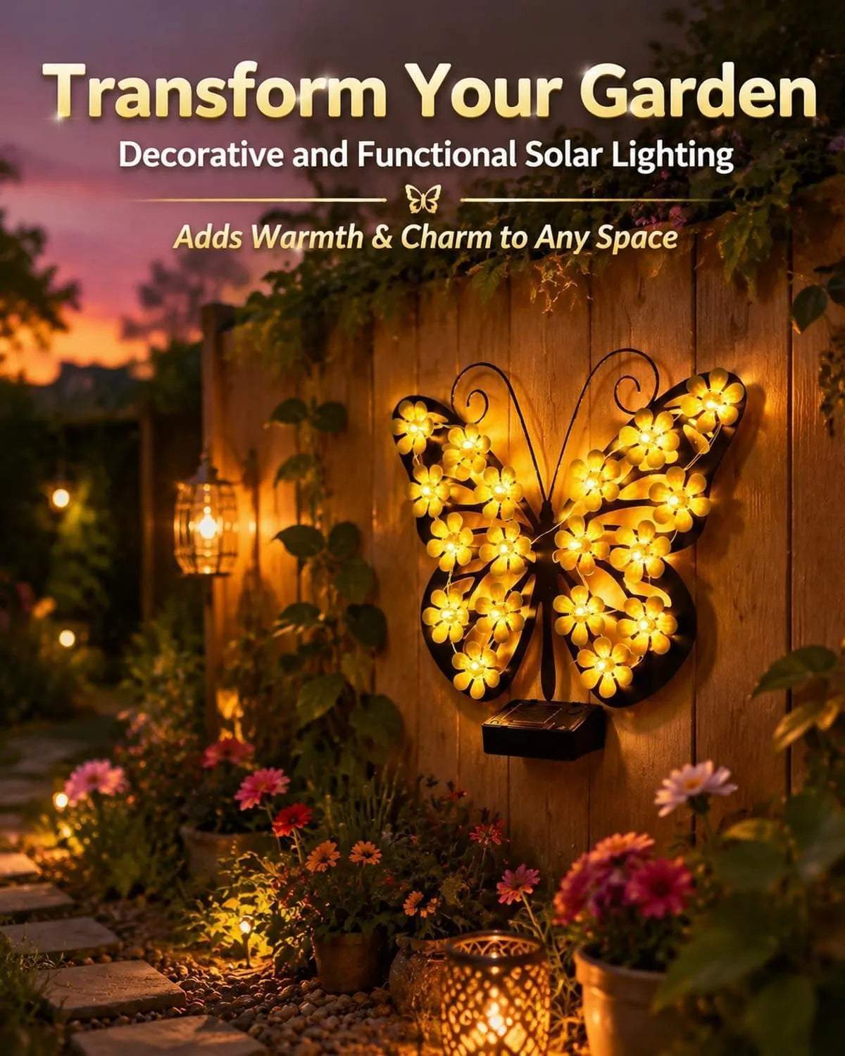 🦋☀️ New Arrival: Outdoor Metal Butterfly Solar Wall Decor ✨