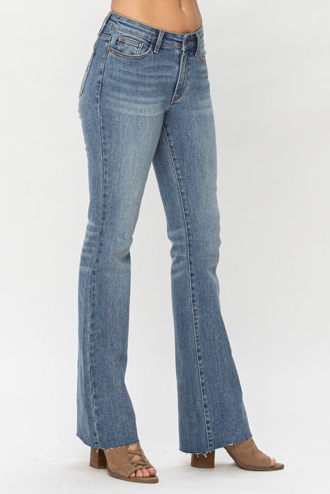 Blue Mid-Rise Tummy Tuck Bootcut Jeans(Buy 2 Free Shipping)