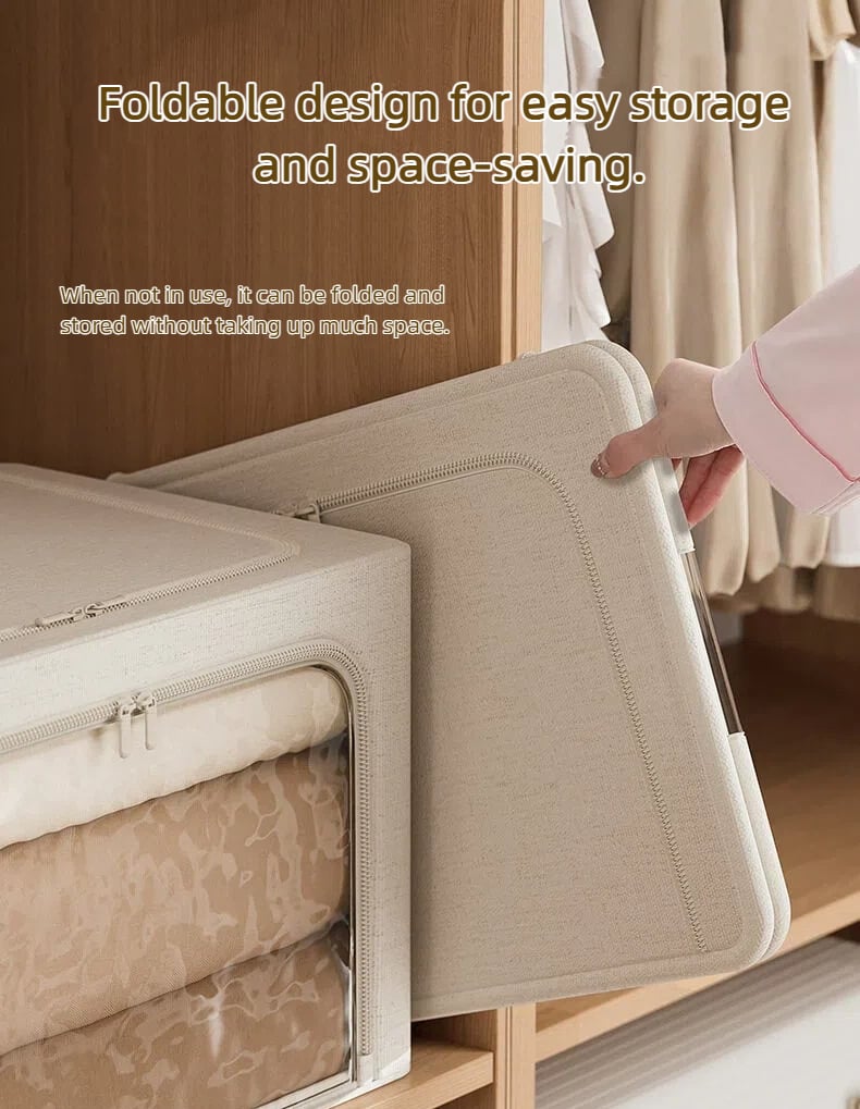 👍Extra-Large Foldable Fabric Storage Bins with Metal Frame
