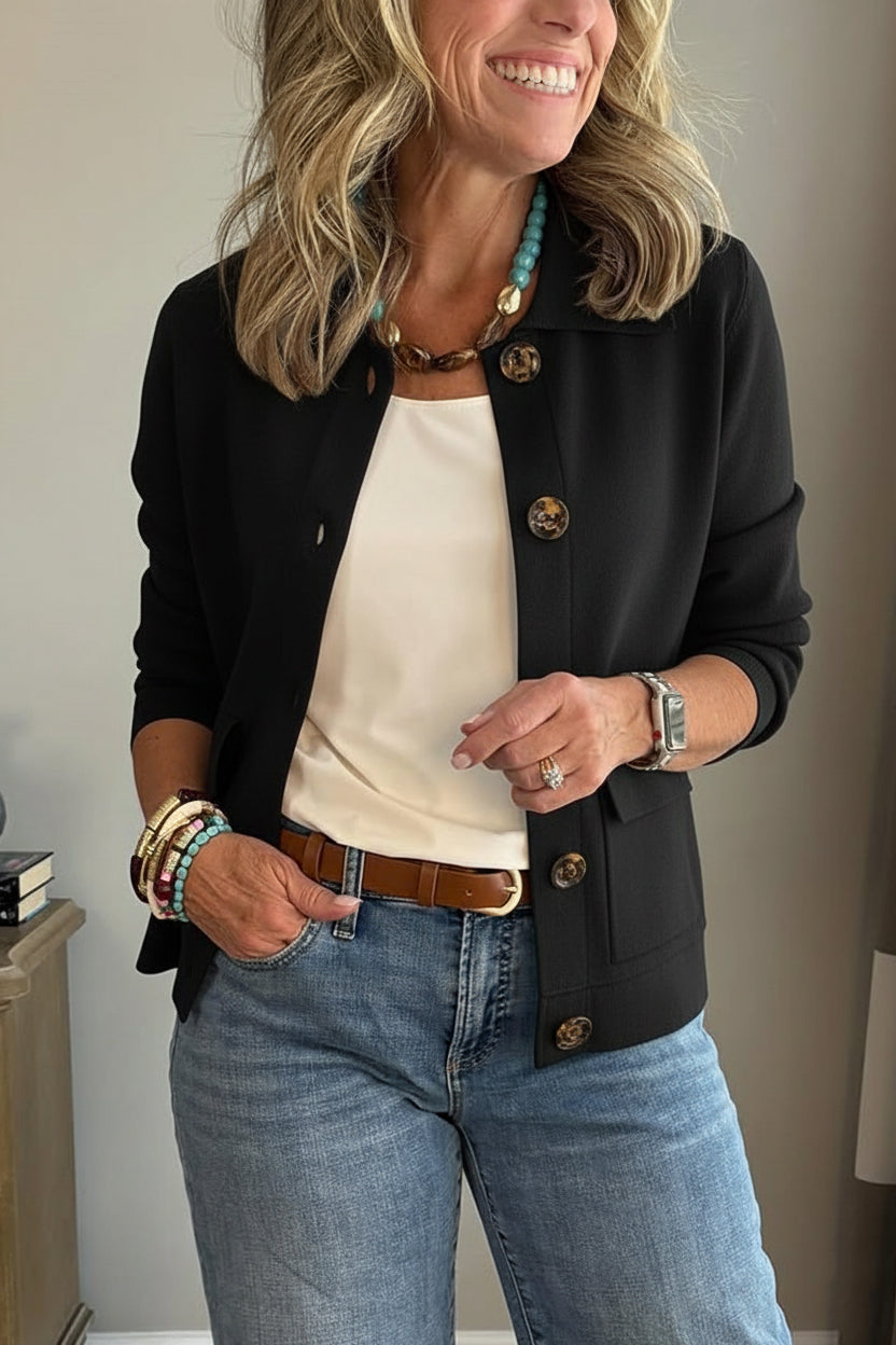 🥳Flash Sale: 50% Off 🔥Women's Solid Color Lapel Single-Breasted Short Jacket