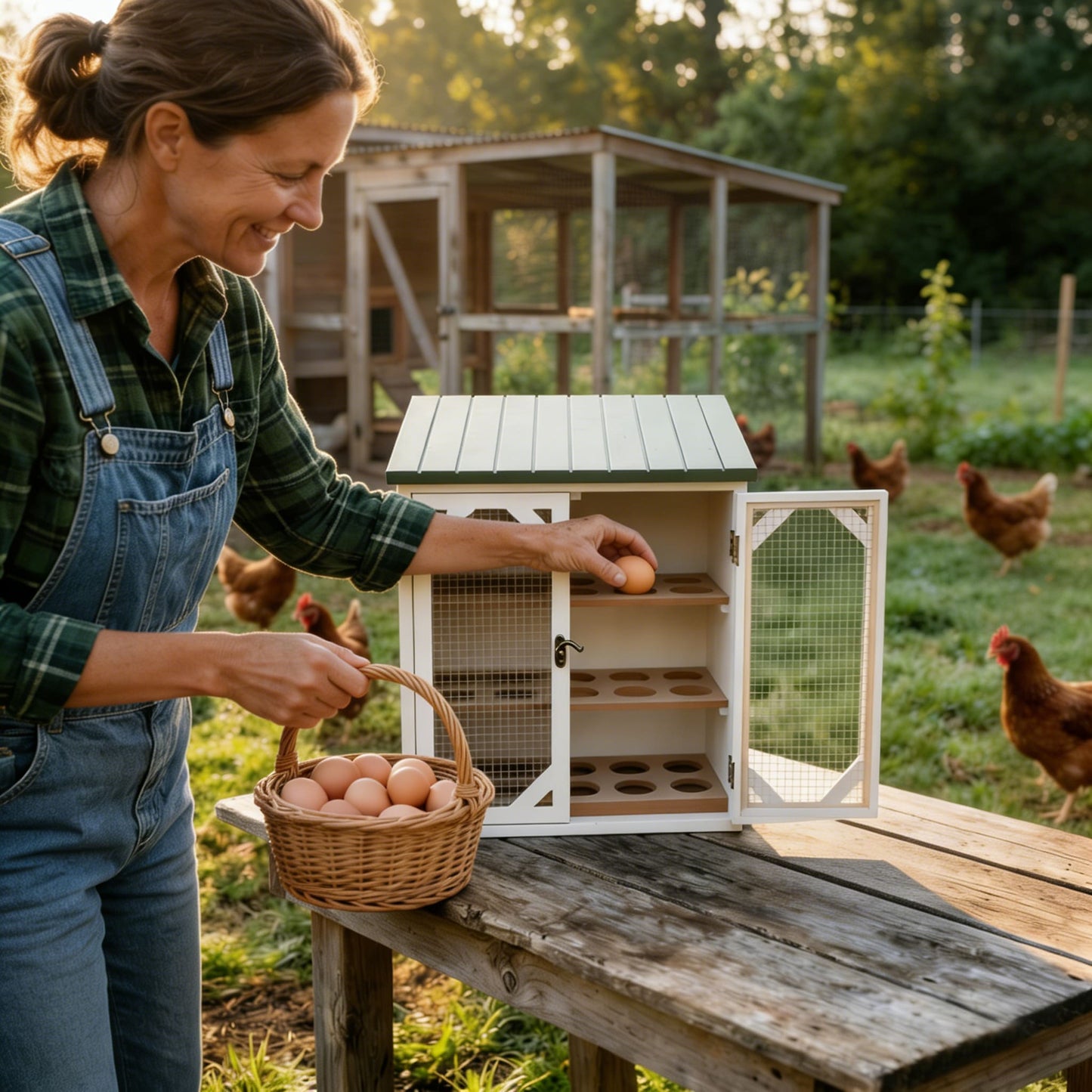 Solid Wood Farmhouse Egg Storage Cabinet - Large 30-Egg Capacity Organizer🥚