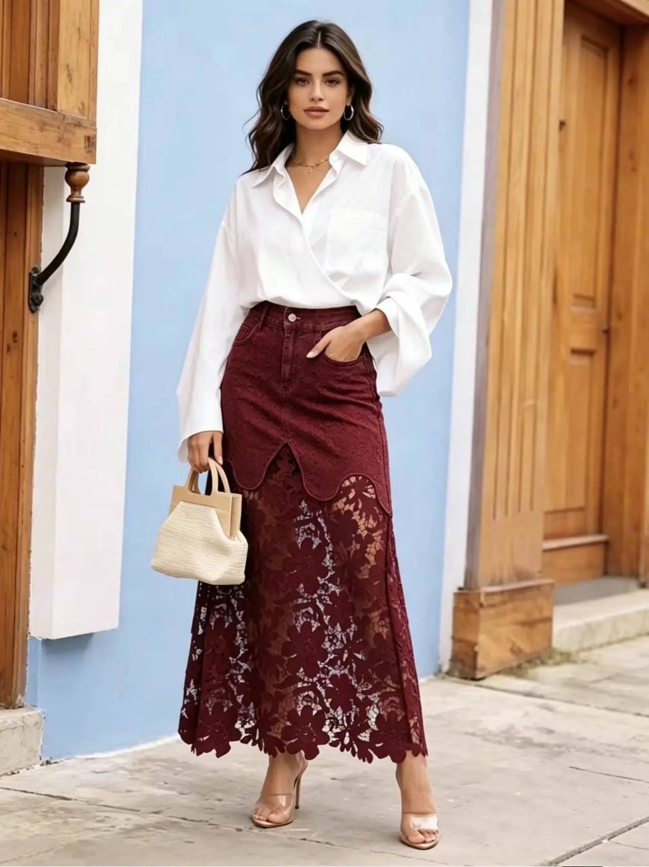 📣 Hot Seller This Season: Women's Slim-Fit Denim Skirt with Lace Trim