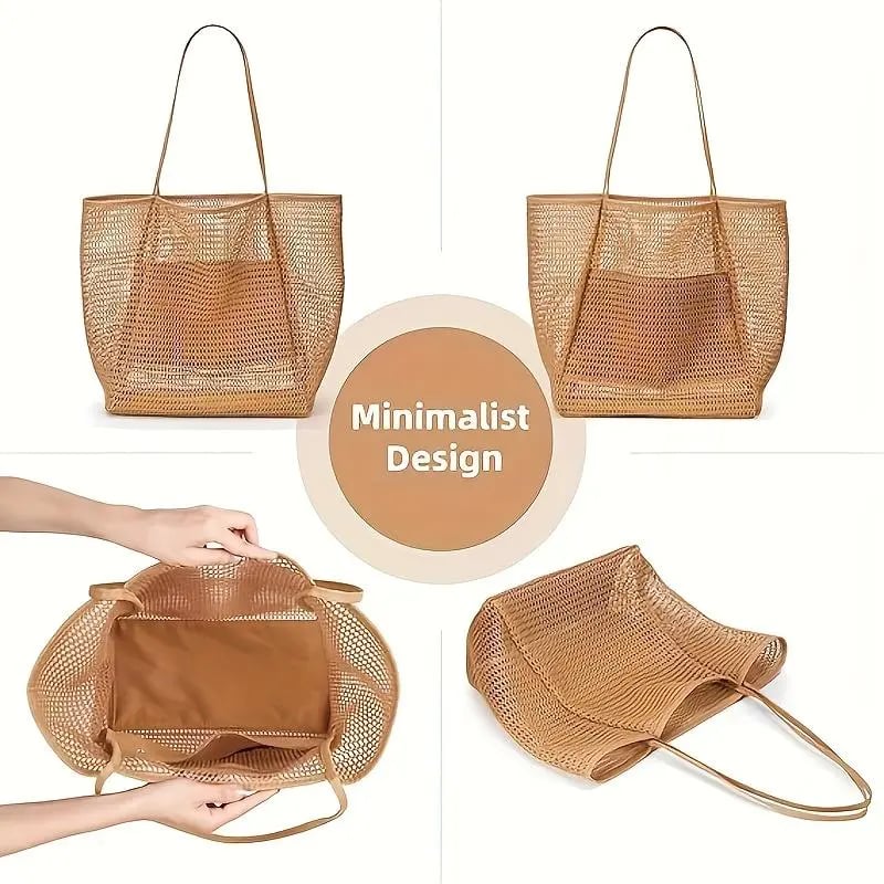 🌊 Large Capacity Mesh Beach Bag