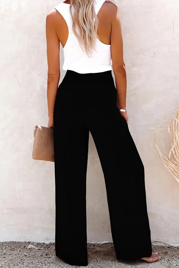 💖Linen Blend High Rise Smocked Pants