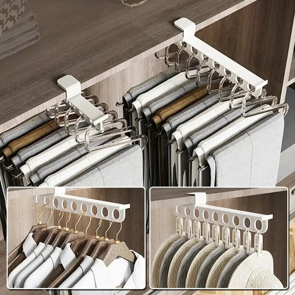 Intelligent pull-out slide trouser rack: a new solution for space utilization in the closet -BUY 1 GET 5 Goose Shaped HangersFREE