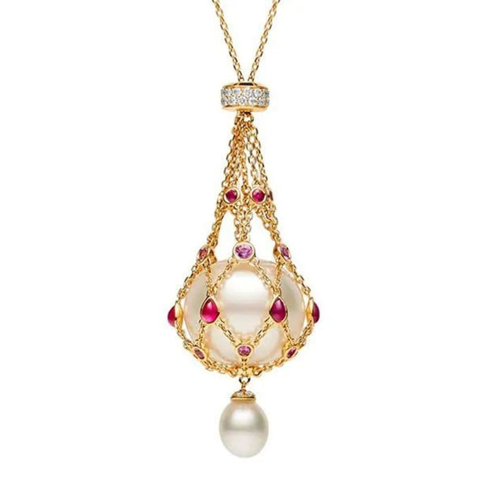 Pearl and Gemstone Lavalier Pendant