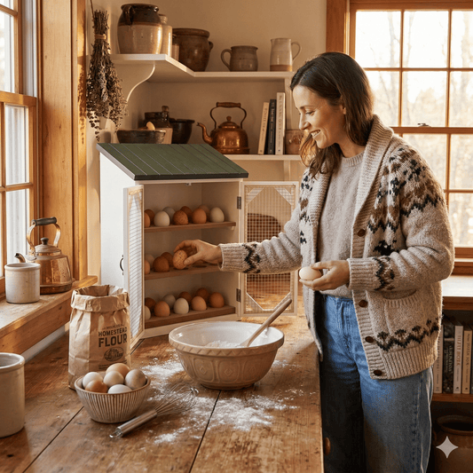 Solid Wood Farmhouse Egg Storage Cabinet - Large 30-Egg Capacity Organizer🥚
