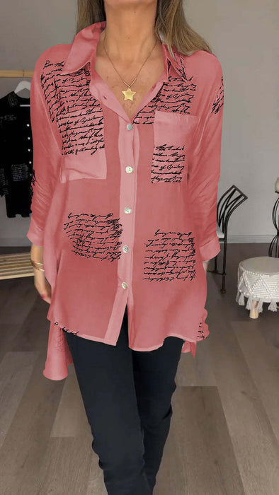 Letter Print Fashion Lapel Shirt (Buy 2 Free Shipping)