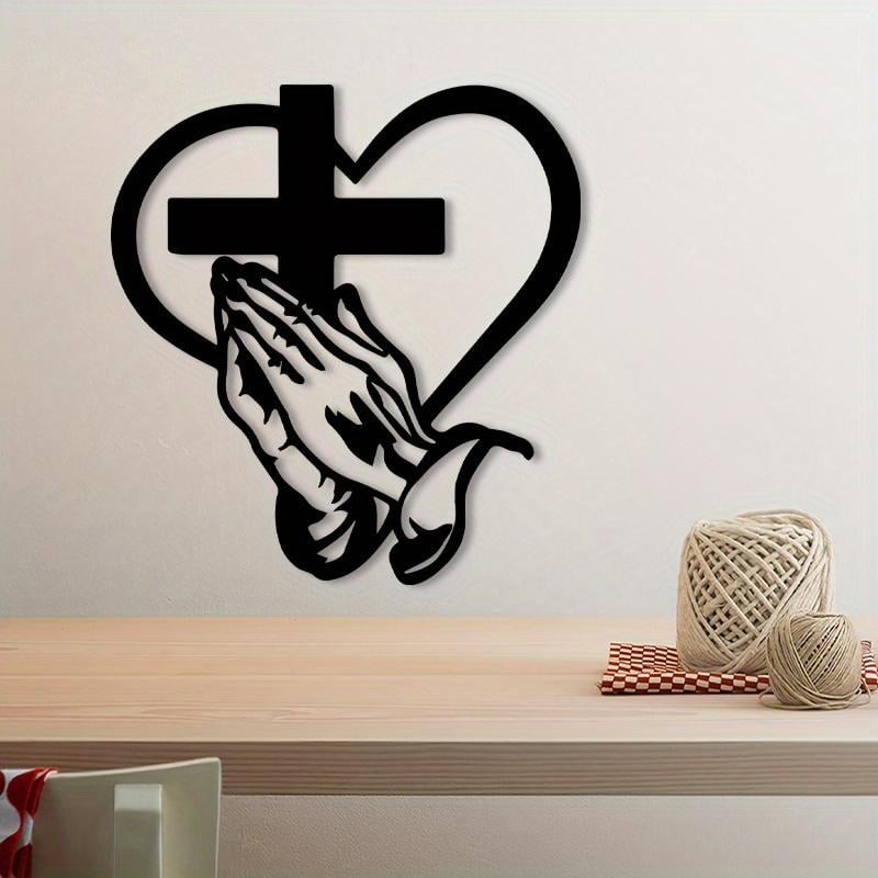 ❤️Elegant Metal Christian Heart & Cross Wall Art