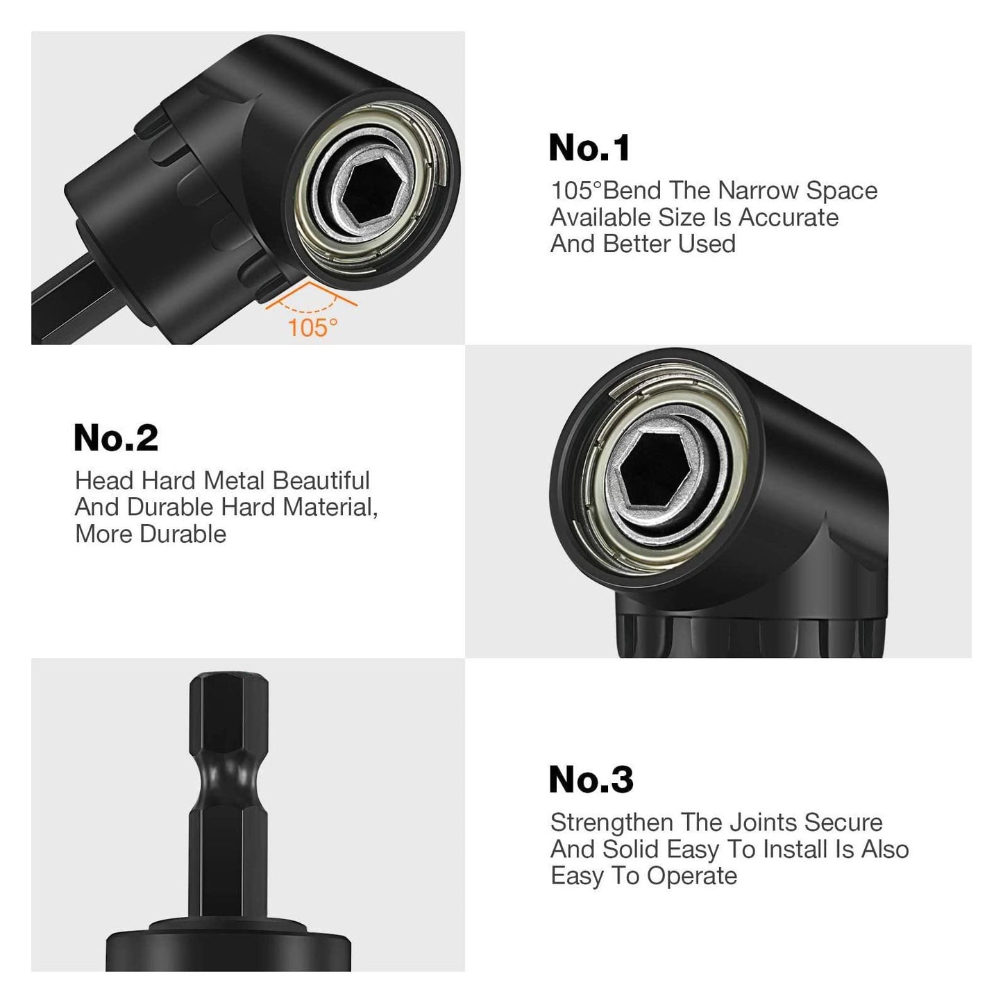 17Pcs Flexible Drill Bit Extension, Include 3Pcs Rotatable Socket Adapter, 2Pcs Hex Shank 105° Right Angle Drill Attachment, 10 Short Screwdriver Bits 90° Angled Bits and Bendable Extension