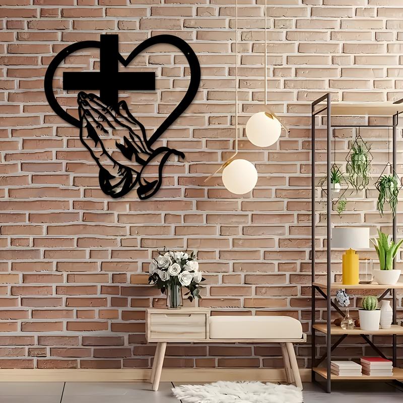 ❤️Elegant Metal Christian Heart & Cross Wall Art