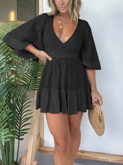 Women's Lace Crochet Dress Built-in Shorts