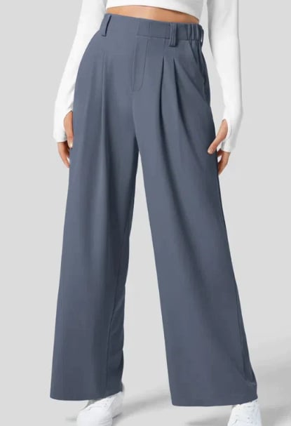 High Waisted Plicated Side Pocket Wide Leg Waffle Casual Pants(buy 2 free shipping)