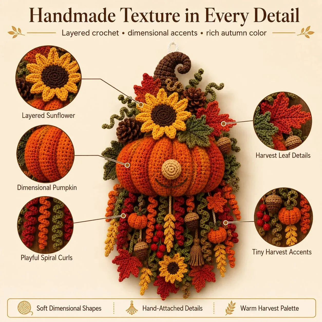 🔥 HOT SALE 🔥⏳ Last Day 49% OFF – 🧶 DIY Seasonal 3D Crochet Door Hanger Kit Collection | Coordinated Yarn, Filling, Accessories & Step-by-Step Instructions Included 💕