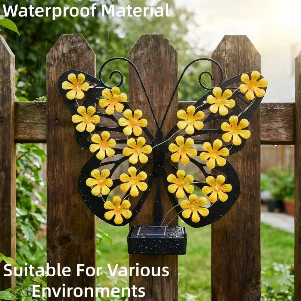 🦋☀️ New Arrival: Outdoor Metal Butterfly Solar Wall Decor ✨