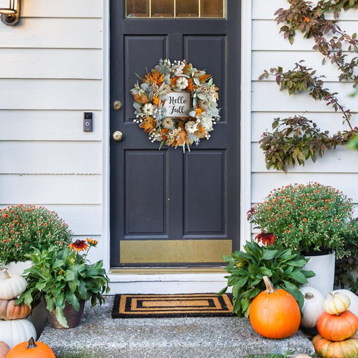 🔥🍁Fall Wreath with Pumpkin Maple Leaves