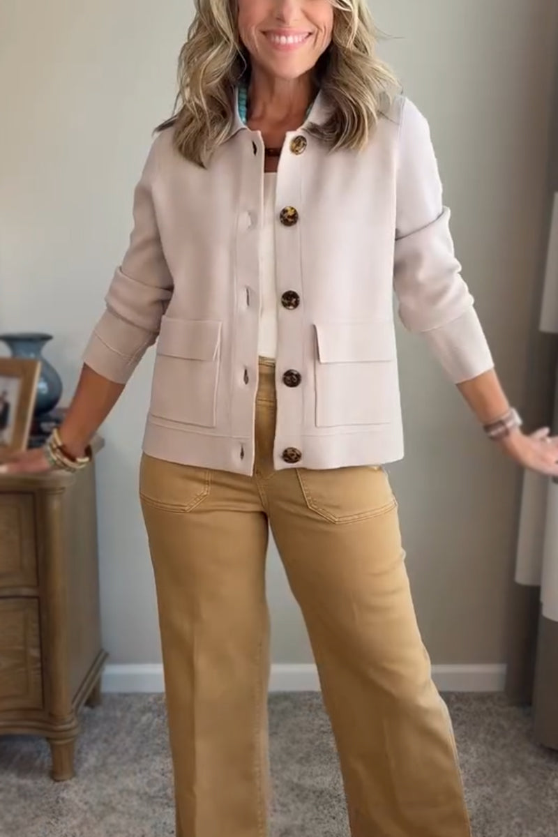 🥳Flash Sale: 50% Off 🔥Women's Solid Color Lapel Single-Breasted Short Jacket