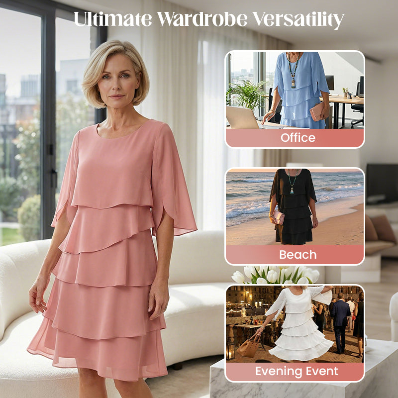 🎁👗Women's Elegant Layered Ruffle Sleeve Dress – Effortless Style for Every Occasion💃