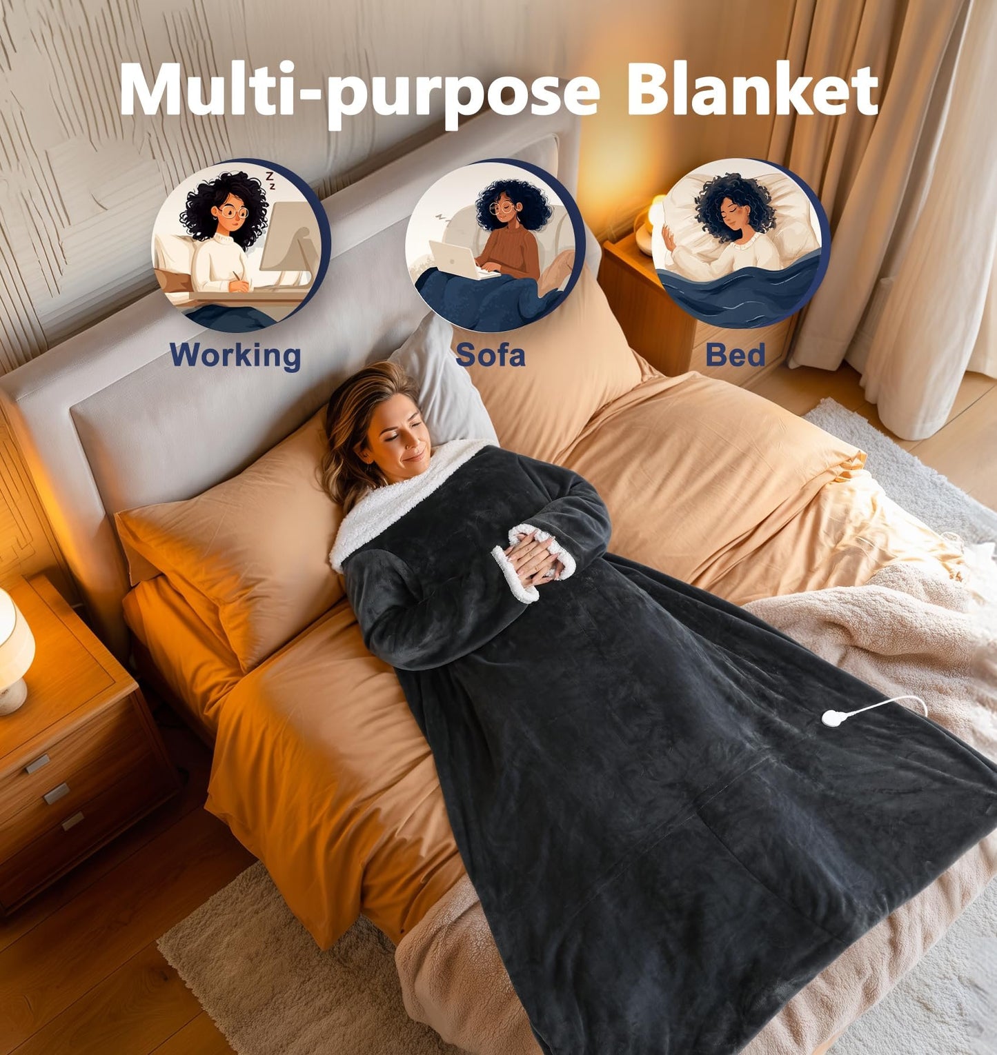 🔥Christmas Early Discount 49% Off✨Electric Wearable Heated Blanket with Foot Pocket🧣