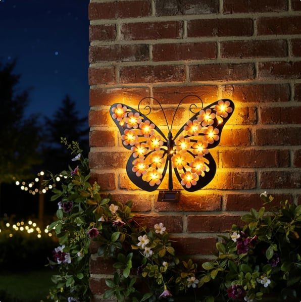 🦋☀️ New Arrival: Outdoor Metal Butterfly Solar Wall Decor ✨