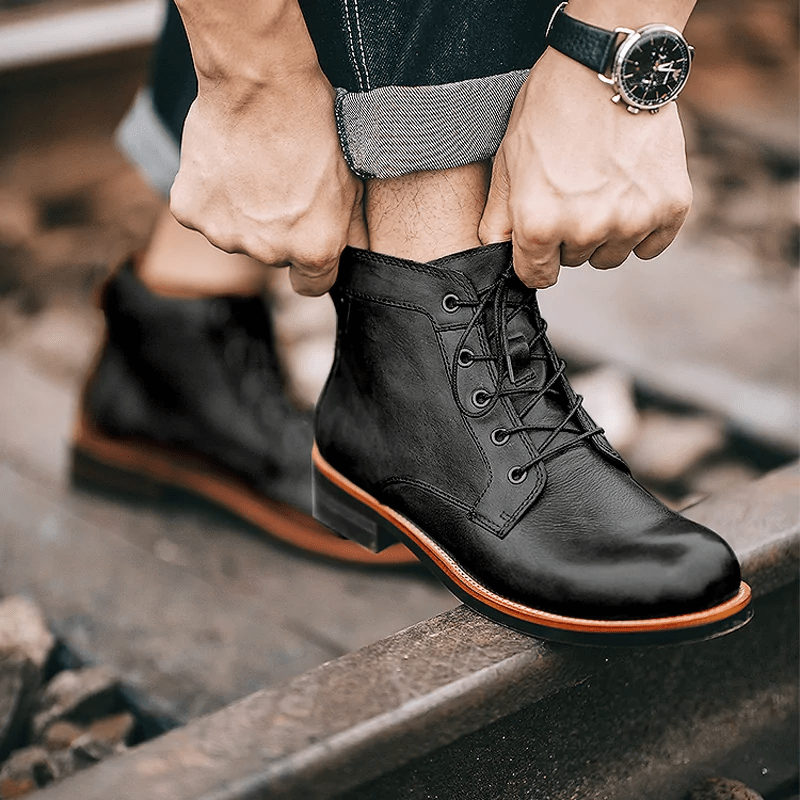 🔥Hot Sale🎁🎉Mens Genuine Leather Waterproof Non-slip Arch Support Vintage Casual Chukka Boots