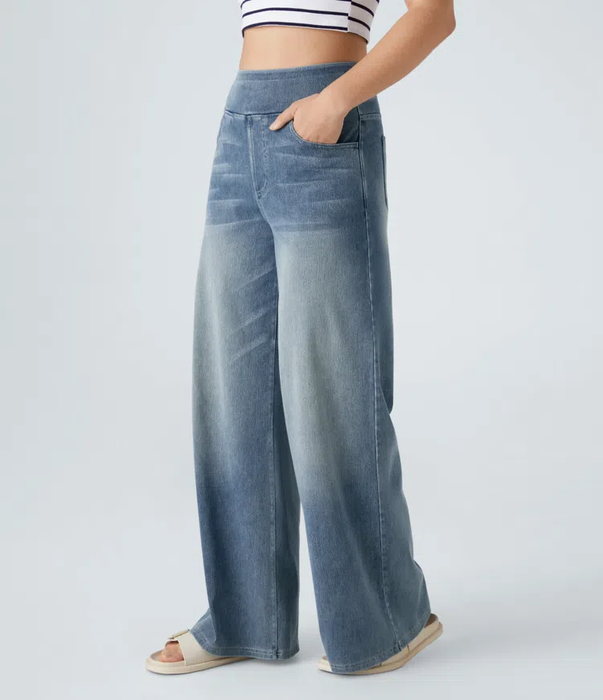 Super Stretch High-Waisted Wide Leg Jeans