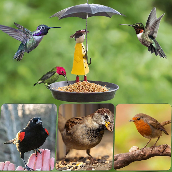 🎁Hanging Umbrella Girl Bird Feeder Garden Decor☂️