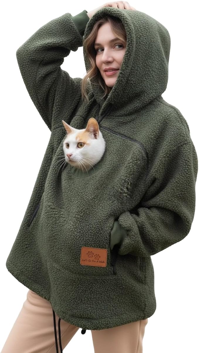 💥🐱Pet-Walking Essential - Hoodie With Built-In Pet Pouch, Hands-Free Convenience✨