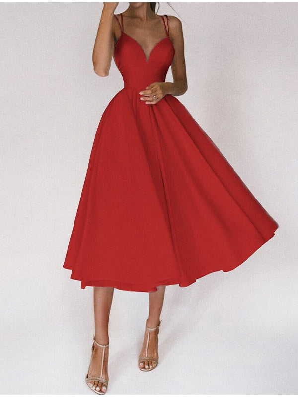 50% OFF!  Elegant Strappy V-Neck Dress