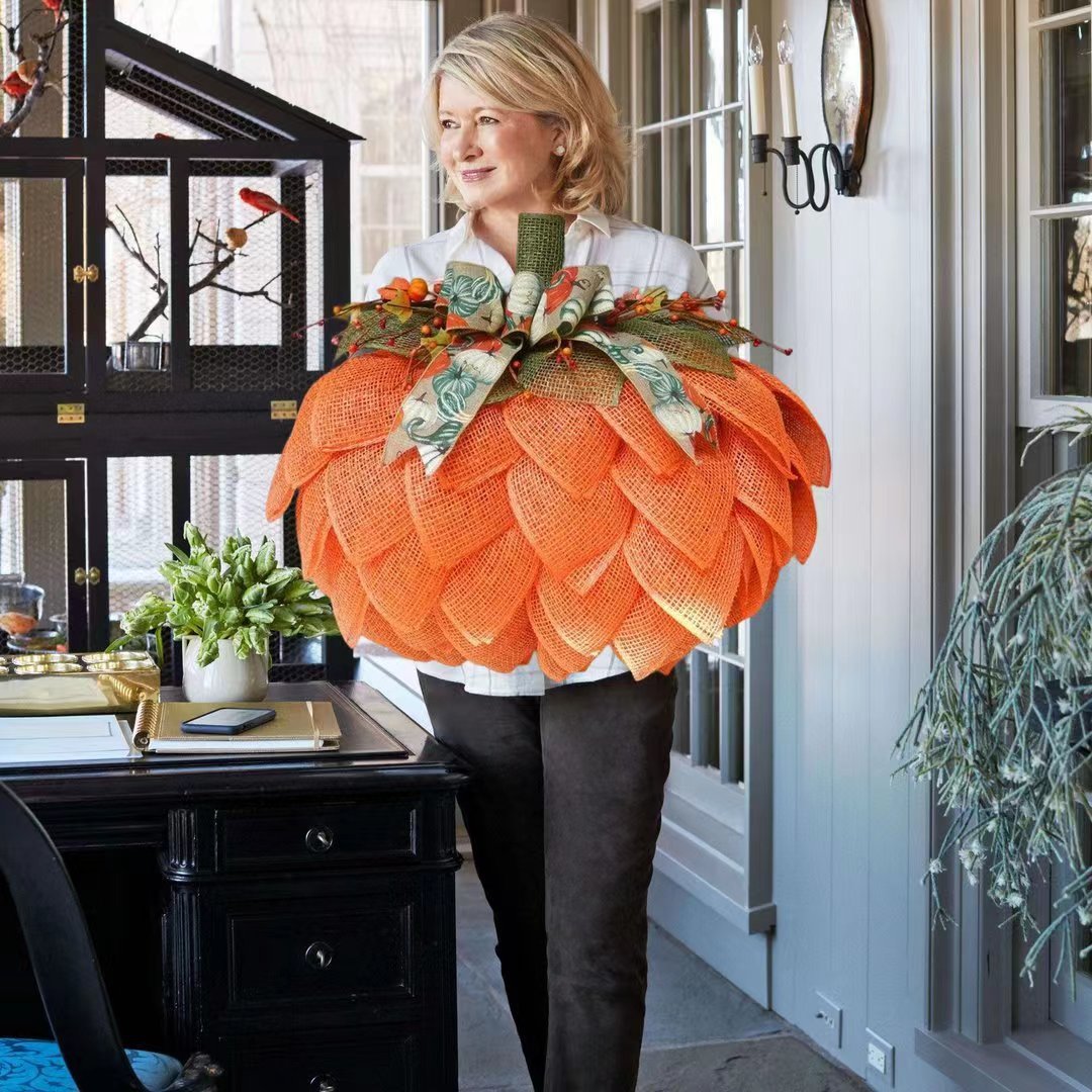 🔥🍁 Farmhouse Pumpkin Wreath For Front Door