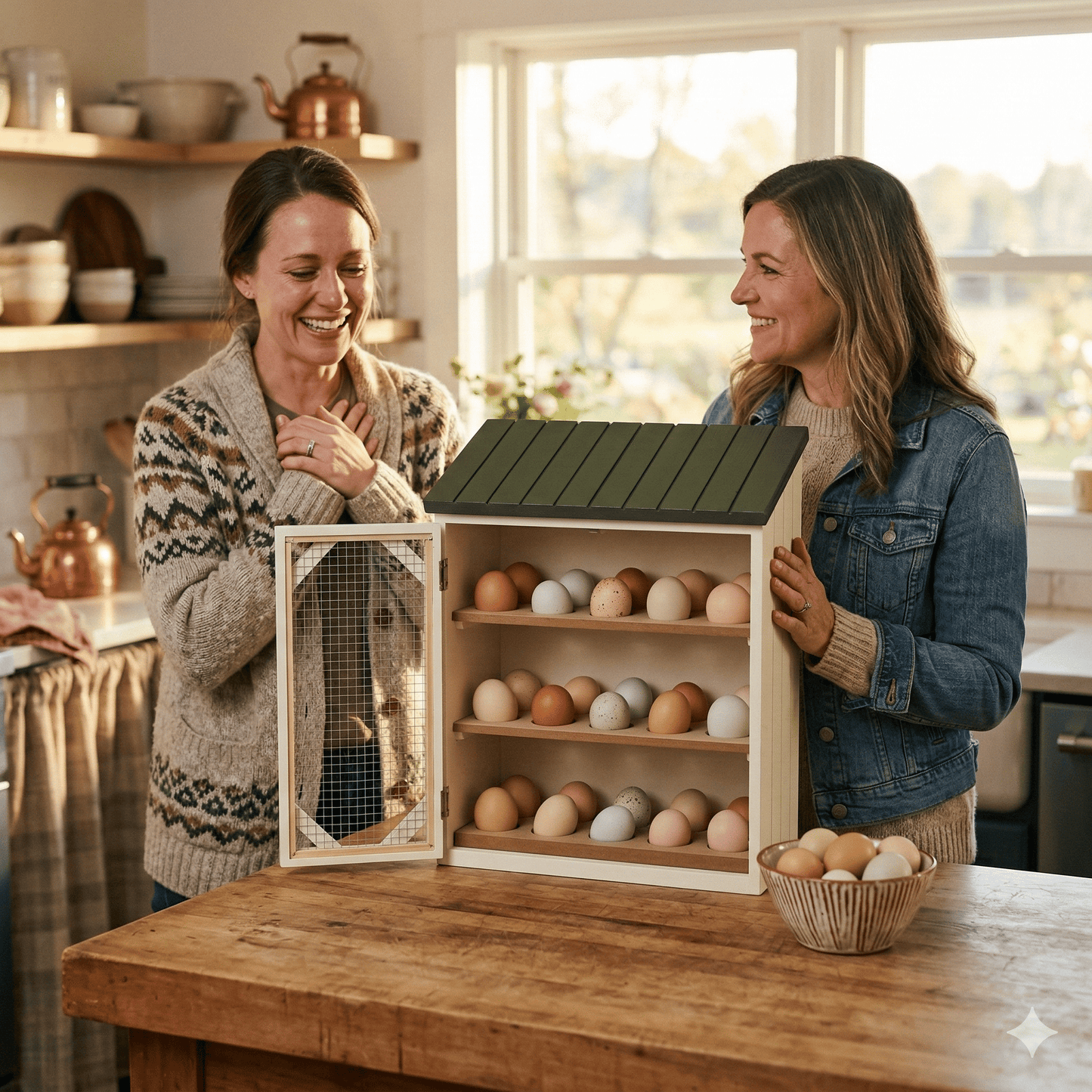 Solid Wood Farmhouse Egg Storage Cabinet - Large 30-Egg Capacity Organizer🥚