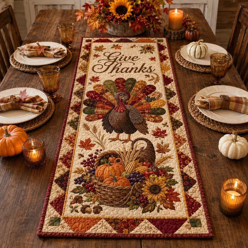 🍽️New Arrival: Quilted Table Runner with Vivid 3D Design