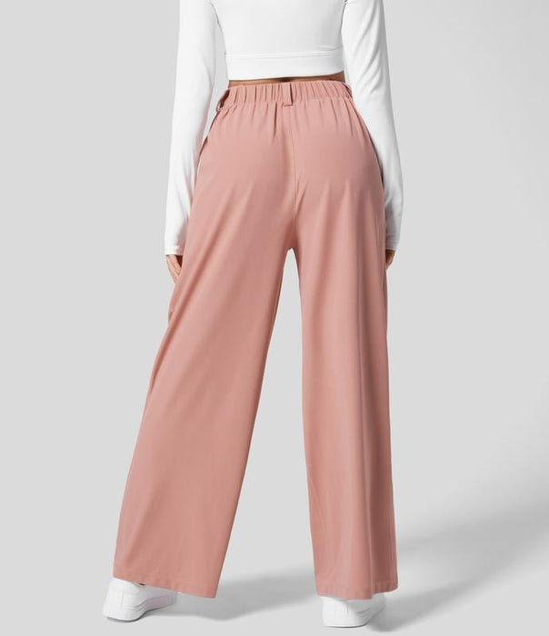 High Waisted Plicated Side Pocket Wide Leg Waffle Casual Pants(buy 2 free shipping)