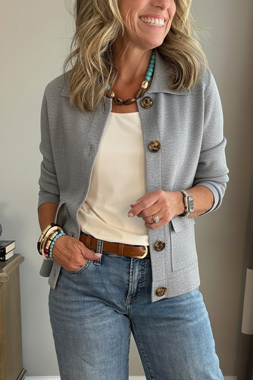 🥳Flash Sale: 50% Off 🔥Women's Solid Color Lapel Single-Breasted Short Jacket