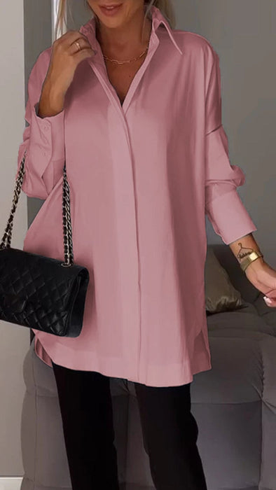 Lapel Slit Shirt-buy 2 free shipping