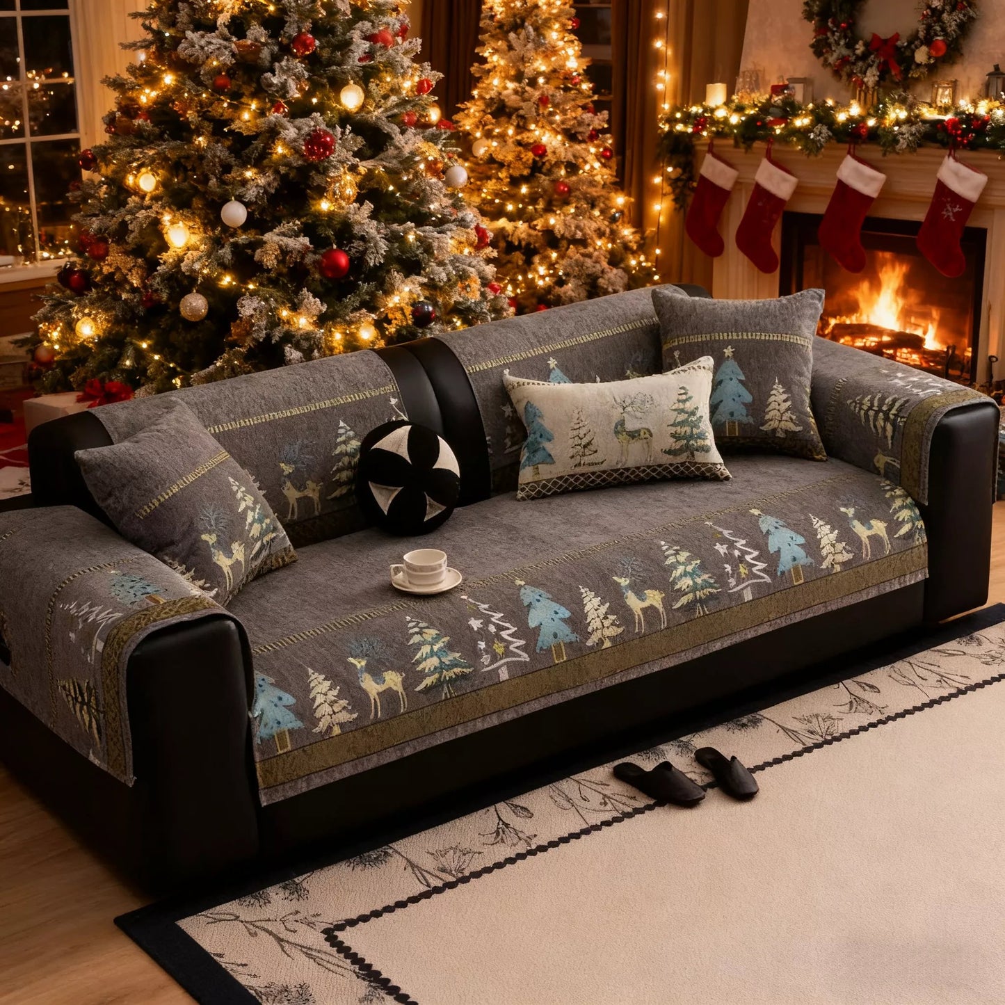 ⏰Plush Chenille Anti-Slip Couch Cover